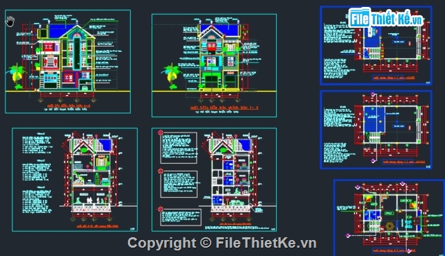 Biệt thự 3 tầng,su biệt thự 3 tầng,Cad biệt thự 3 tầng,SU + CAD biệt thự 3 tầng,Bản vẽ biệt thự 3 tầng